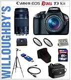 Willoughbys Canon Rebel T3 Double Lens Stimulus Amateur Bundle + Canon Rebe ....