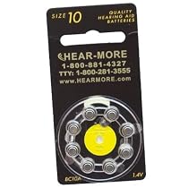 Hear-More Quality Hearing Aid Batteries by Rayovac - Size 10 (Package of 8)