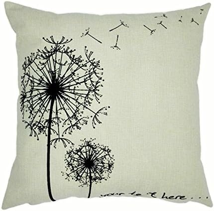 Cotton Linen Decorative Throw Pillow Case Cushion Cover (18" x 18", Dandelion)