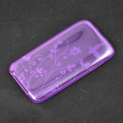 Purple Butterfly Flower Flexi Gel Skin Case for Apple iPod Touch 2nd, 3rd Generation