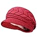 Odema Womens Knit Wool Hats with Visor Warm Skull Beanie Caps for Winter Red