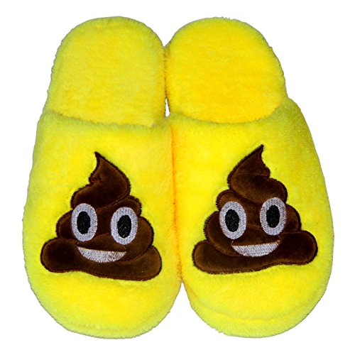 Imymax Unisex Emoji Cute Cartoon Slippers Warm Cozy Soft Stuffed Household Indoor Slippers (Label Size 36-37 = US4.5 - US6.5, Brown Poop)
