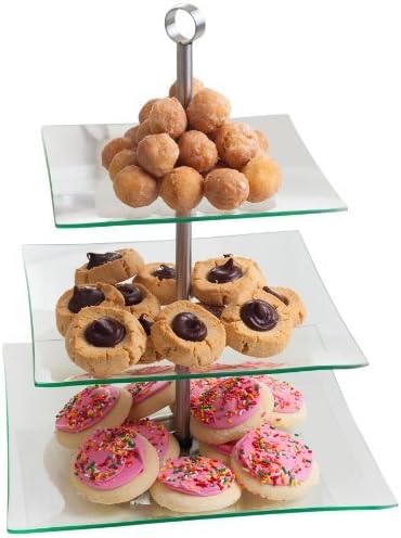 Chef Buddy 3-Tier Square Glass Buffet and Dessert Stand by Trademark GLB
