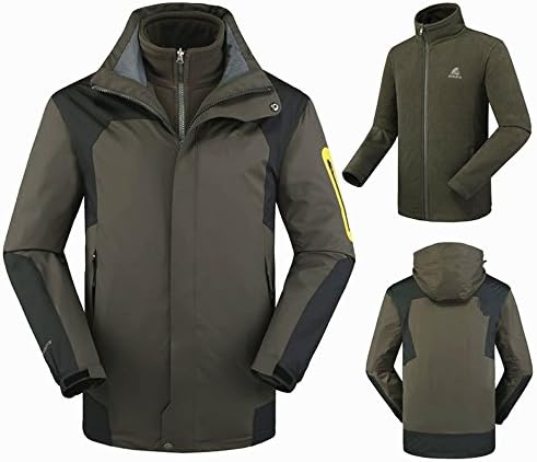 3 in 1 Waterproof Fleece Ski Snow Jacket //Spring Hooded Soft Shell Jacket Rain Coat