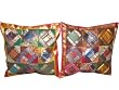 Floor Pillow Cover-2 Dark Chocolate Ivory Green Sari Blue Zari Borders Toss Pillow Cushion Covers Free Shipping
