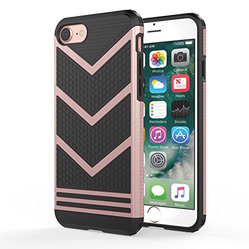 iPhone 7 Case - MoKo Advanced Anti-Slip Scratch-resistant TPU Bumper Gel & Hard PC Back Cover Shock Absorbing Flexible Protective Slim Case for Apple iPhone 7 4.7 Inch Smartphone (2016), Rose GOLD