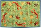Laser Printed Split Bamboo Sealife 3' x 5' Veranda Rug