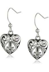 Sterling Silver Open Filigree Heart Dangle Earrings