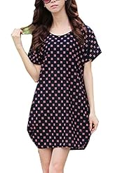 Plus Size Cotton Floral Print Short Sleeves Summer Party Dress 