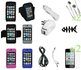 CrazyOnDigital Accessories - Case Charger and Cable Screen Protector Kit - 17 Item Combo Pack for Apple iPhone 4G