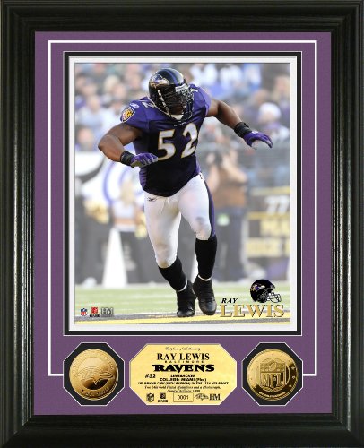 Highland Mint NFL Baltimore Ravens Ray Lewis 24KT Gold Coin Photomint