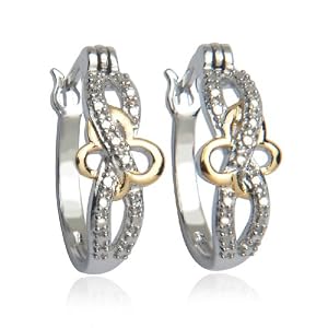 Sterling Silver Diamond Butterfly Hoop Earrings