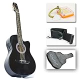 Black Electric Acoustic Guitar Cutaway Style W/ Accessories Black Electric Acoustic Guitar Cutaway Style W/ Accessories
