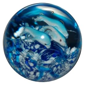 DOLPHIN - Decorative Glass Paperweight / Ornament - Blue