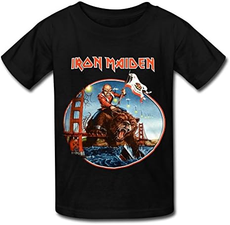 Black Kids T Shirt For Big Boys'Girls' Hard Rock Metal Band Iron Maiden Fan Logo