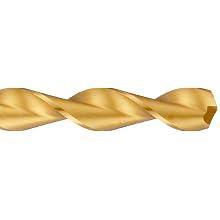 Chicago Latrobe 120DHT High-Speed Steel Long Length Drill Bit, TiN Coated, Round Shank with Tang, Parabolic Flute, 135 Degree Notched Point