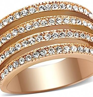 Rozie's Stainless Steel Rosegold Plated 4 Row CZ Ring - 8