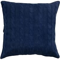 Cable Knit Decorative Pillow, 18'HX18'W POLY, NAVY