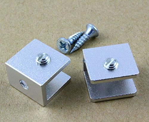 16 Pcs Glass Shelf Clamp Clip Bracket Shelf Support / Rectangular / Aluminum
