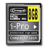 Integral Flash Memory 8GB I-Pro Compactflash