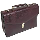 McKlein USA Lizard Embossed Leather Triple Gusset Computer Briefcase 86502