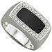 14kt White Gold Rectangular Black Onyx and Diamond Men's Ring