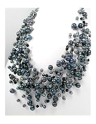 Tahiti (Dyed) Fresh Water Pearls Necklace In Zinc