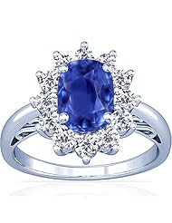 Platinum Cushion Cut Blue Sapphire Ring With Sidestones