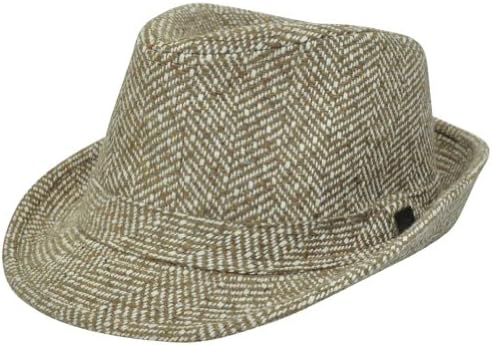 Fedora Tweed Viscose Blend Diamond Top One Size Mens Gangster Stetson Trilby Hat