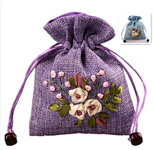 10PCS Burlap &amp; Flowers Drawstring Bag -4.3"x5.5" Jewelry Pouch, Wedding Party Favor, Gift/Candy Bag,Coins Purse
