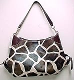 Large Brown / Off White Giraffe Print Purse Handbag
