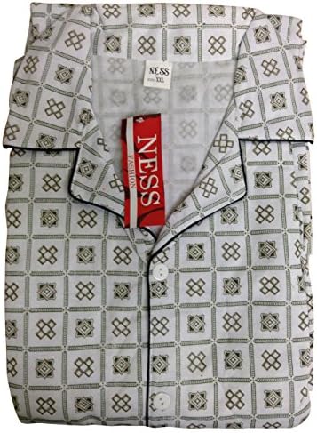 Men's Soft Comfortable Cotton Blend Sleepwear Two Piece Pajamas Lounge Sleep Set - Green Square (XX-Large)