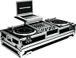 Marathon Flight Road Case MA-DJ12Wlt Battle Coffin Holds 2 Turntables with 12-Inch Mixer with Low Profile Wheels & Shelf for 17-Inch Laptop