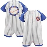 MLB Majestic New York Mets Infant Pinstripe Creeper - White (12 Months)