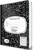 iScholar Composition Book, 100 Sheets, 5 x 5 Graph Ruled, 9.75 x 7.5-Inches, Black Marble Cover (11100)