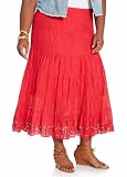 Ashley Stewart Womens Plus Size Cotton Voile Tiered Skirt