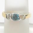 14K Two-Tone Gold Blue and White Diamond Three-Stone Ring