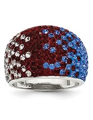 Sterling Silver Swarovski Elements Boston Spirit Domed Ring