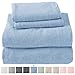 Great Bay Home Jersey Knit Sheets. All Season, Soft, Cozy Full Jersey Sheets. T-Shirt Sheets. Jersey Cotton Sheets. Heather Cotton Jersey Bed Sheet Set. (Full, Sky Blue)