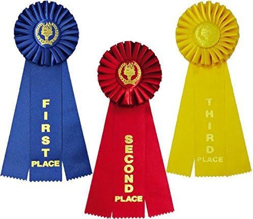 Award Rosette Ribbon Set 1st, 2nd, 3rd [1 of each = 3 total ribbons]