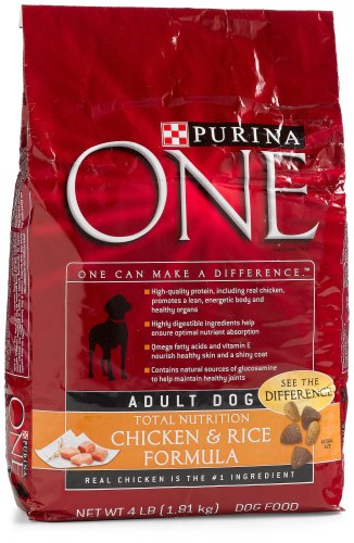 Purina One Dog Food Chicken And Rice, 4-Pound Bags (Pack of 6)