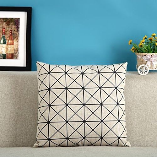 Linen Modern Style Black &amp; White Zig Zag Chessboard Cushion Cover Pillow Case for Sofa &amp; Bedding Home Decor