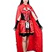 Christmas Costume, Vitalismo Wench Little Hooded Cosplay Dress with Cape Glove