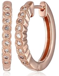 10k Gold Bezel Diamond 0.15 cttw Hoop Earrings