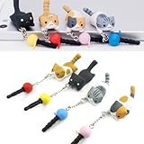 とびつき にゃんこ型イヤホンジャックカバー4種セット(茶/クロ/灰トラ/三毛/ピンクカンパニー正規品/ねこむらおたこ)