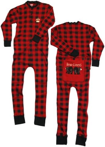 Bear Cheeks Red & Black Plaid FlapJacks Lazy One Sizes in Adults, Childs, Infant
