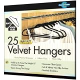 Closet Complete Ultra Thin Heavy Duty No Slip Velvet Suit Hangers, Black, Set of 25 ~ Closet Complete