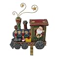 Santa in Train Stocking Holder with Fiber Optics - 7"