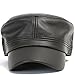 ililily Vintage Genuine Leather Military Cadet Cap Army Camo style Hats (cadet-504-1-XL)