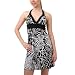 A.Byer Juniors' Bold Zebra Print Knit Halter Dress,Black/White,Large